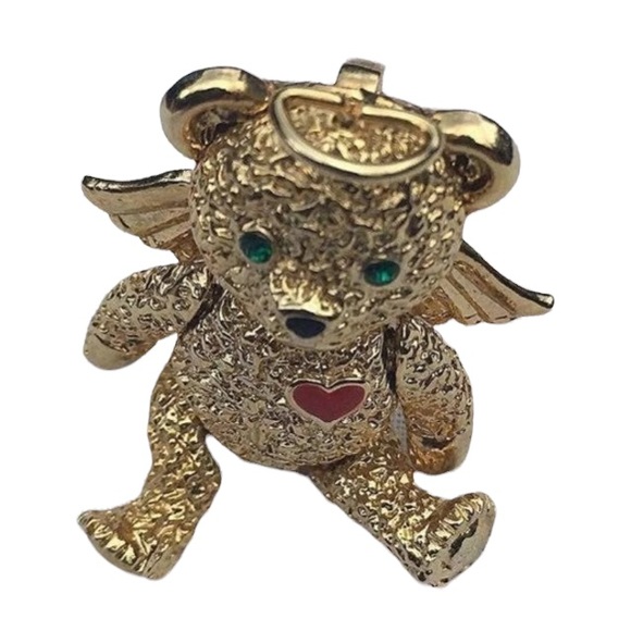 Batya Jewelry - Batya Teddy Bear 🧸 articulating brooch pin pendant figurine Vintage